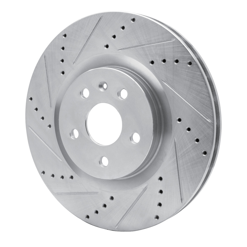 Buick Regal Brake Rotor (1) - Front Left - R1 Concepts - Drilled & Slotted - Silver - `09-`17
